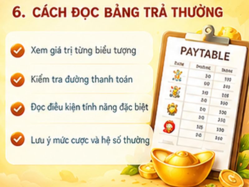 Cách đọc bảng trả thưởng Nổ Hũ Thần Tài